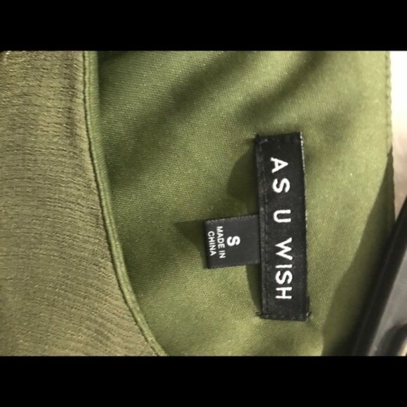 dress size S army green color open shoulder - Picture 3 of 4